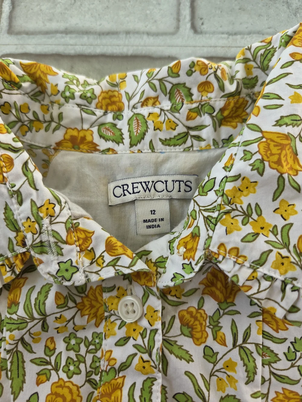 Girls Crewcuts Yellow Floral Button-Front Dress Size 12